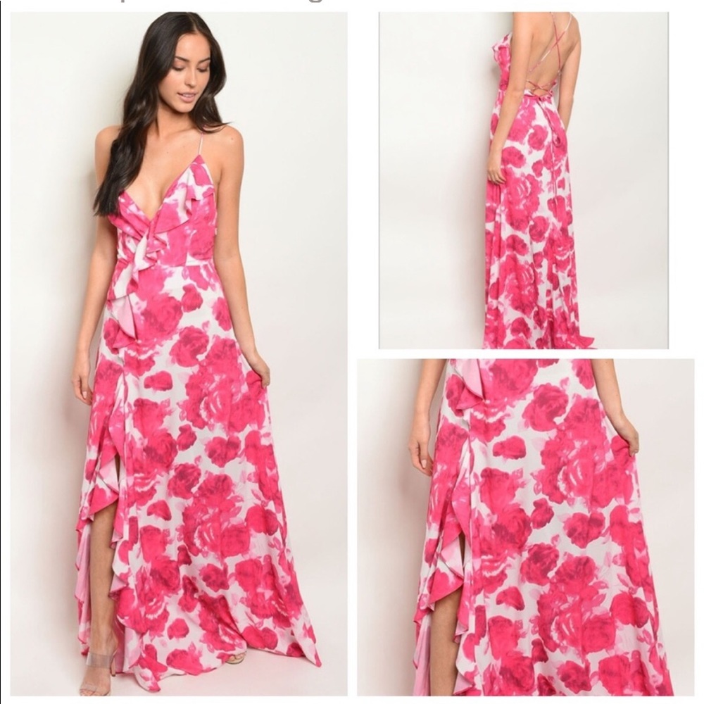 🌺🌺Stunning Fuschia Floral Dress, Luxxel, S, M, L🌺🌺